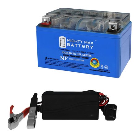 MIGHTY MAX BATTERY YTX7A-BS GEL Replacement Battery for SYM Cross 50 14-15 With 12V 1A Charger MAX3947328